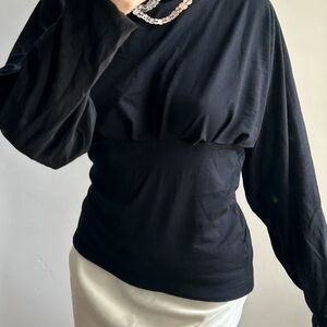 Elegant Black Long Sleeve Women's Top